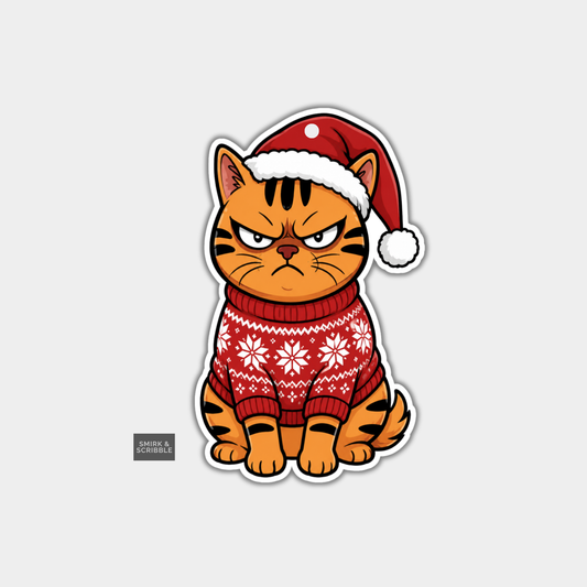 Funny Christmas Gift Tags - Orange Cat With Stripes