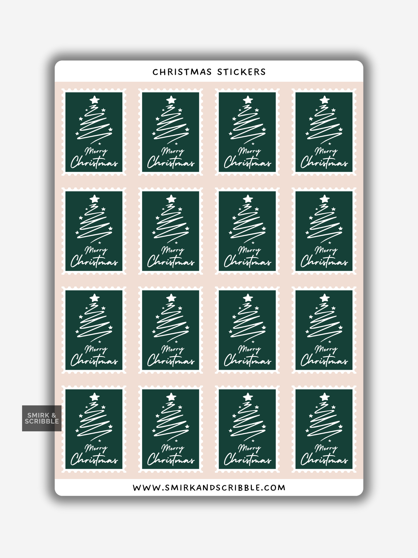 Green Tree Christmas Stamp Stickers