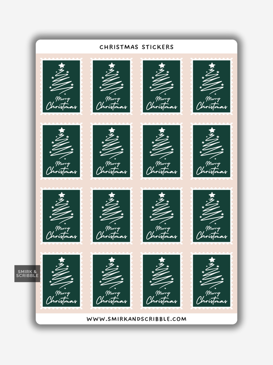 Green Tree Christmas Stamp Stickers