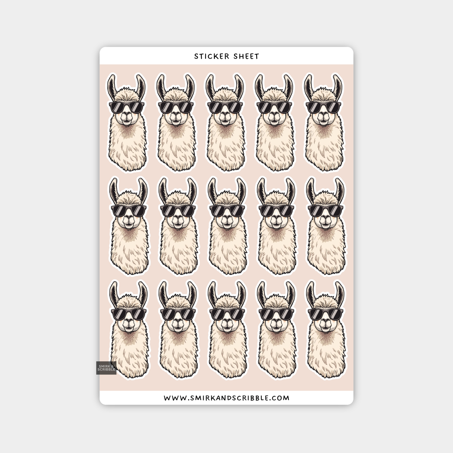 Llama In Glasses Sticker Sheet