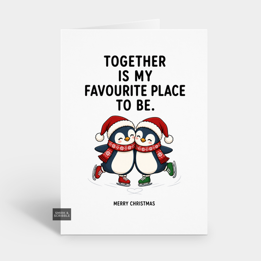 Funny Christmas Card - Penguins Together