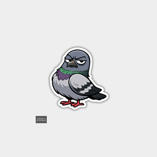Funny Grumpy Character Vinyl Sticker - Pigeon