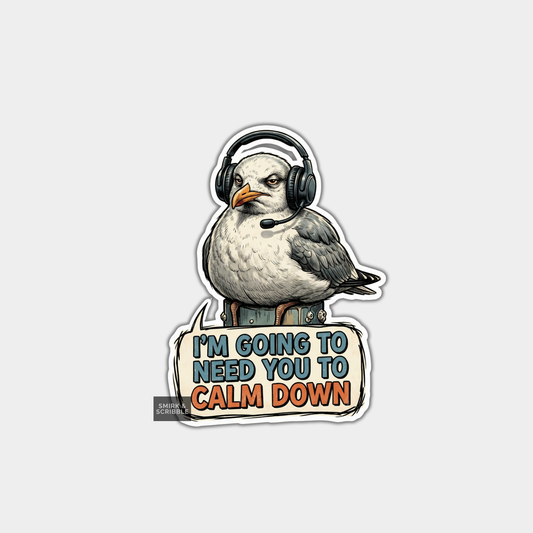 Funny Die Cut Vinyl Sticker - Customer Service Seagull