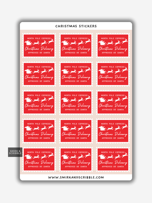 Red Delivery Christmas Stamp Stickers