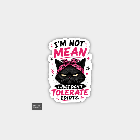 Funny Snarky Vinyl Sticker - Idiot Black Cat