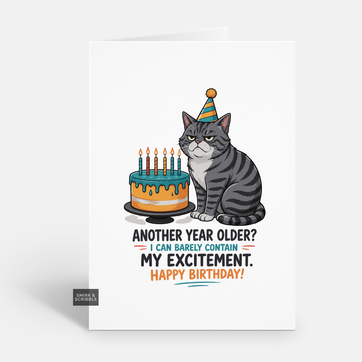 Funny Birthday Card - My Excitement Cat