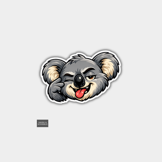 Funny Die Cut Vinyl Sticker - Cheeky Koala Face