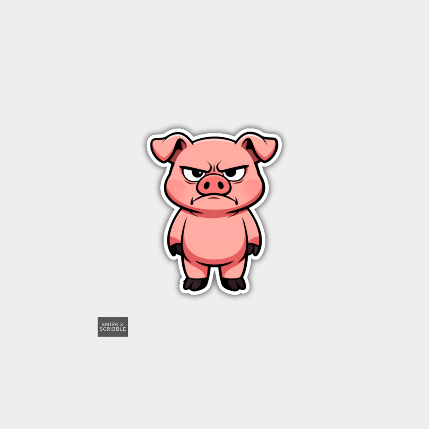 Funny Grumpy Character Vinyl Sticker - Pig