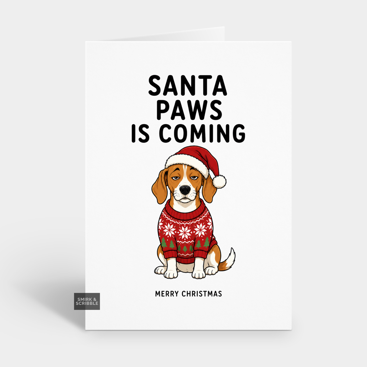 Funny Christmas Card - Santa Paws Beagle