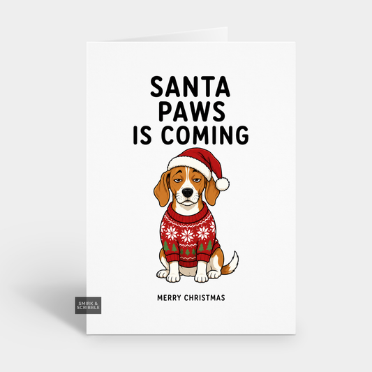 Funny Christmas Card - Santa Paws Beagle