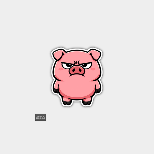 Funny Character Vinyl Sticker - Grumpy Pig