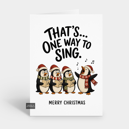Funny Christmas Card - Singing Penguins