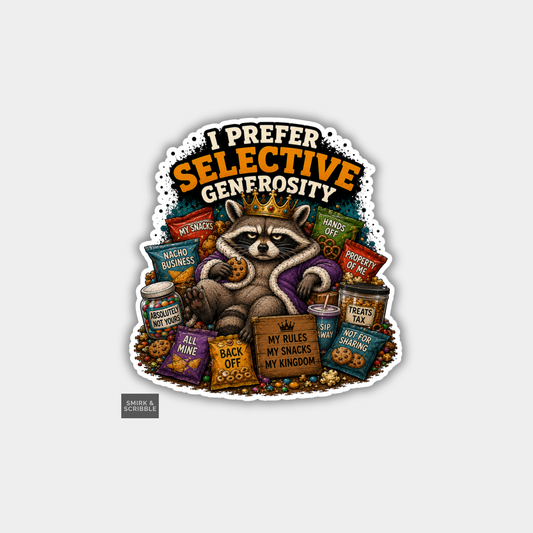 Funny Vinyl Die Cut Sticker - Selective Raccoon