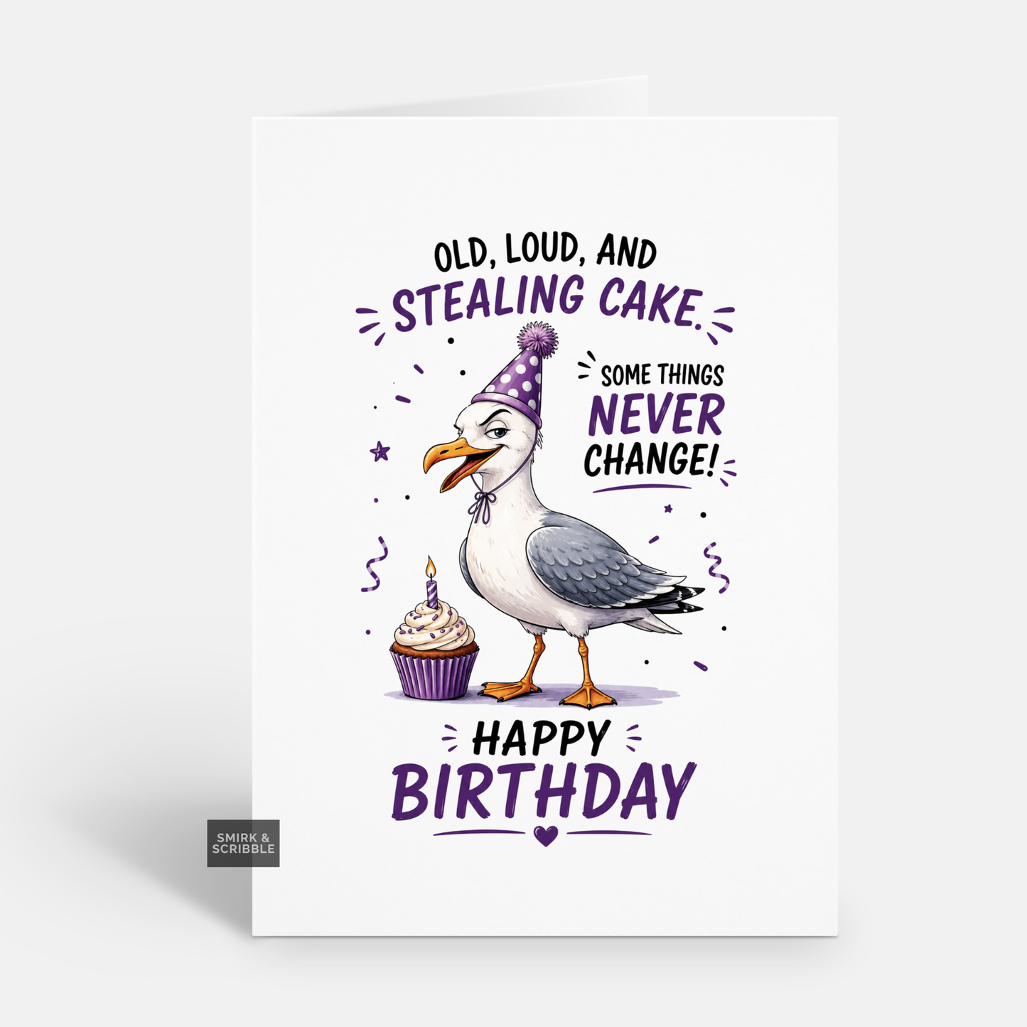 Funny Birthday Card - Stealing Cake