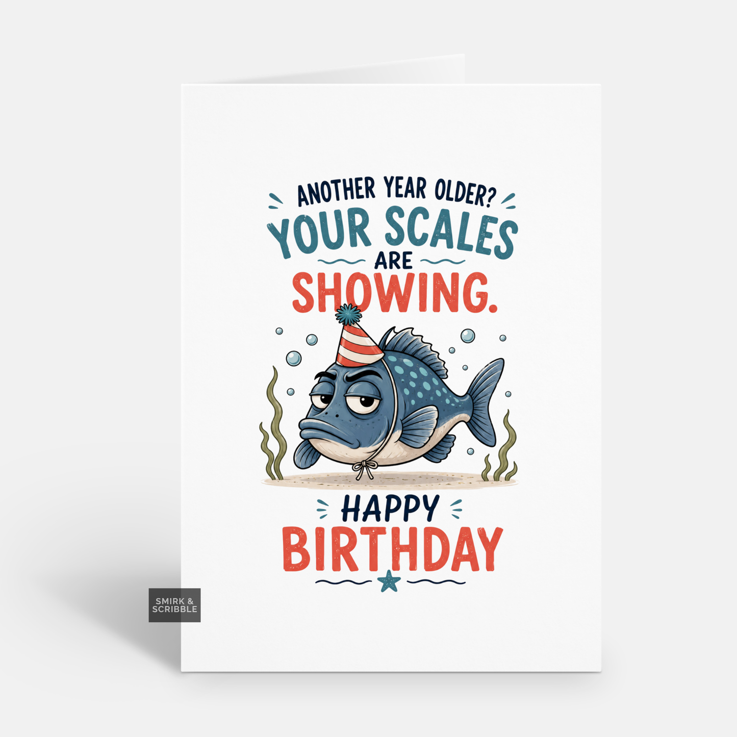 Funny Birthday Card - Scales Showing Fish