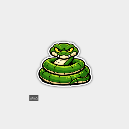 Funny Character Vinyl Sticker - Grumpy Snake
