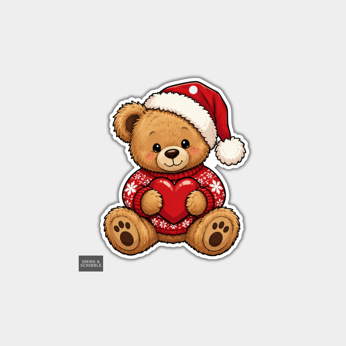 Funny Christmas Gift Tags - Cute Teddy With Heart