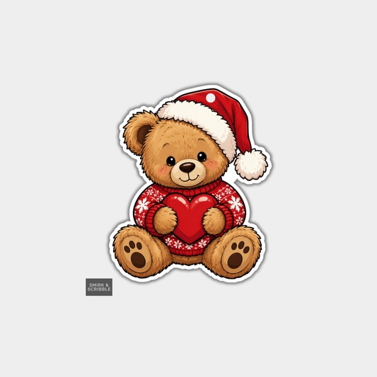 Funny Christmas Gift Tags - Cute Teddy With Heart
