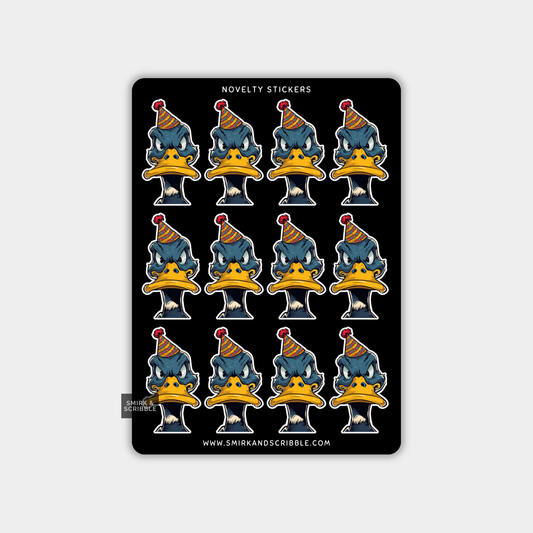 Funny Vinyl Sticker Sheet - Birthday Duck