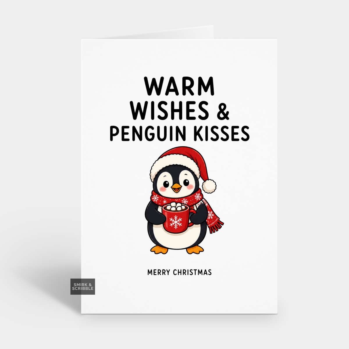 Funny Christmas Card - Penguin Kisses