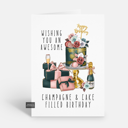Champagne Birthday Card