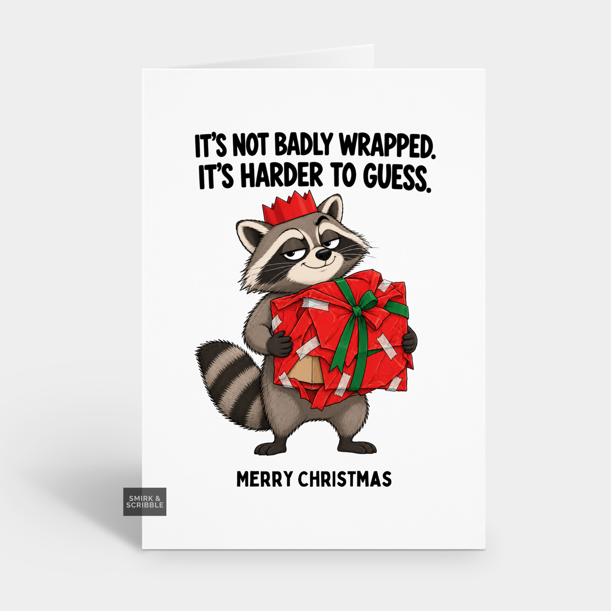 Funny Christmas Card - Badly Wrapped
