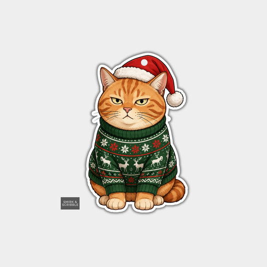 Funny Christmas Gift Tags - Grumpy Cat In Jumper
