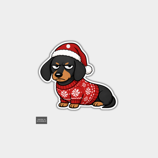 Funny Christmas Gift Tags - Grumpy Dachshund