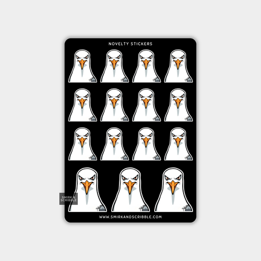Funny Vinyl Sticker Sheet - Seagull Face