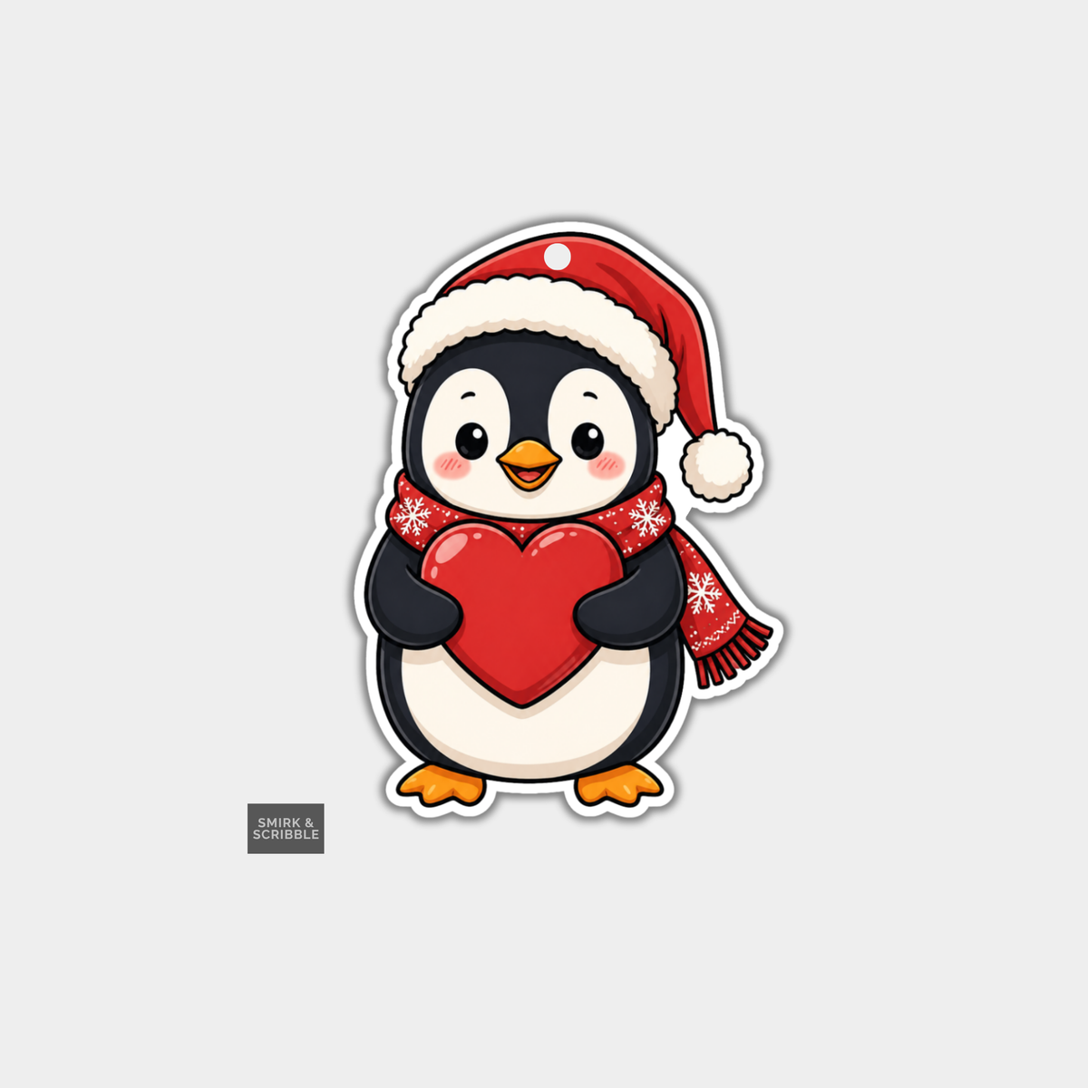 Funny Christmas Gift Tags - Cute Penguin With Heart