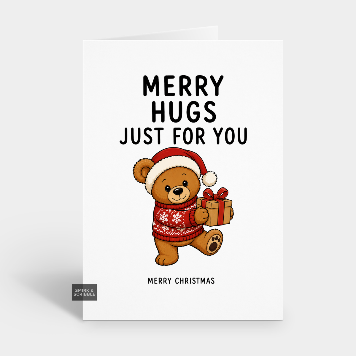 Funny Christmas Card - Merry Hugs