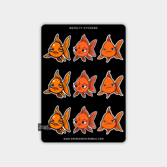 Funny Vinyl Sticker Sheet - Fish Assorted