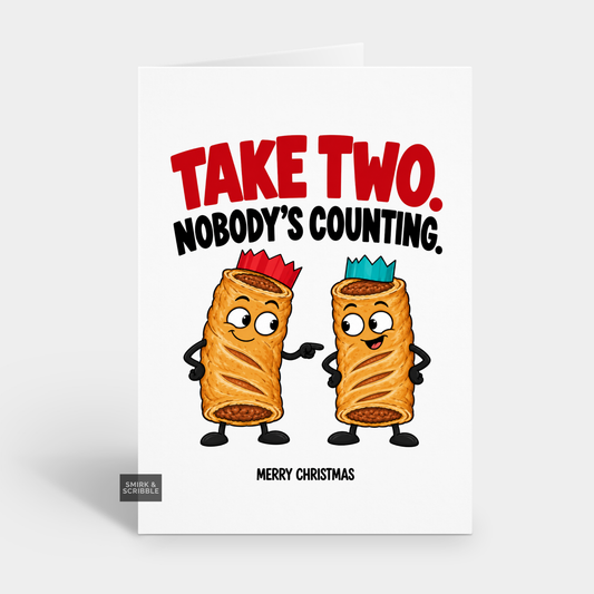 Funny Christmas Card - Two Sausage Rolls