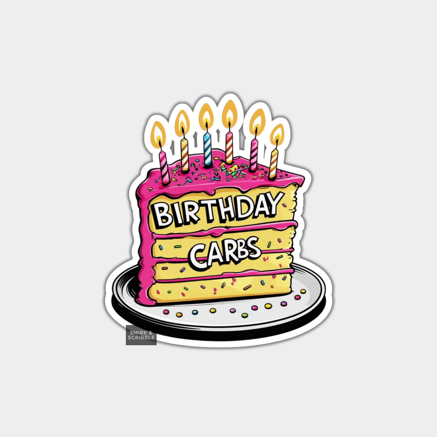 Funny Vinyl Die Cut Sticker - Birthday Carbs