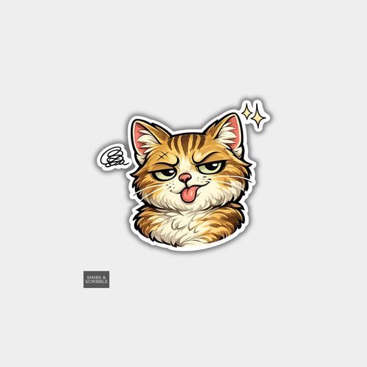 Funny Die Cut Vinyl Sticker - Cheeky Cat Face