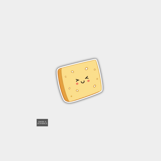 Funny Character Vinyl Sticker - Cute Cheddar Cheese