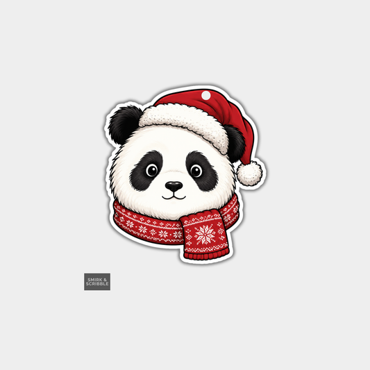 Funny Christmas Gift Tags - Cute Panda In Santa Hat