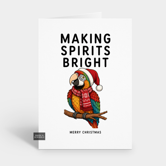 Funny Christmas Card - Bright Parrot