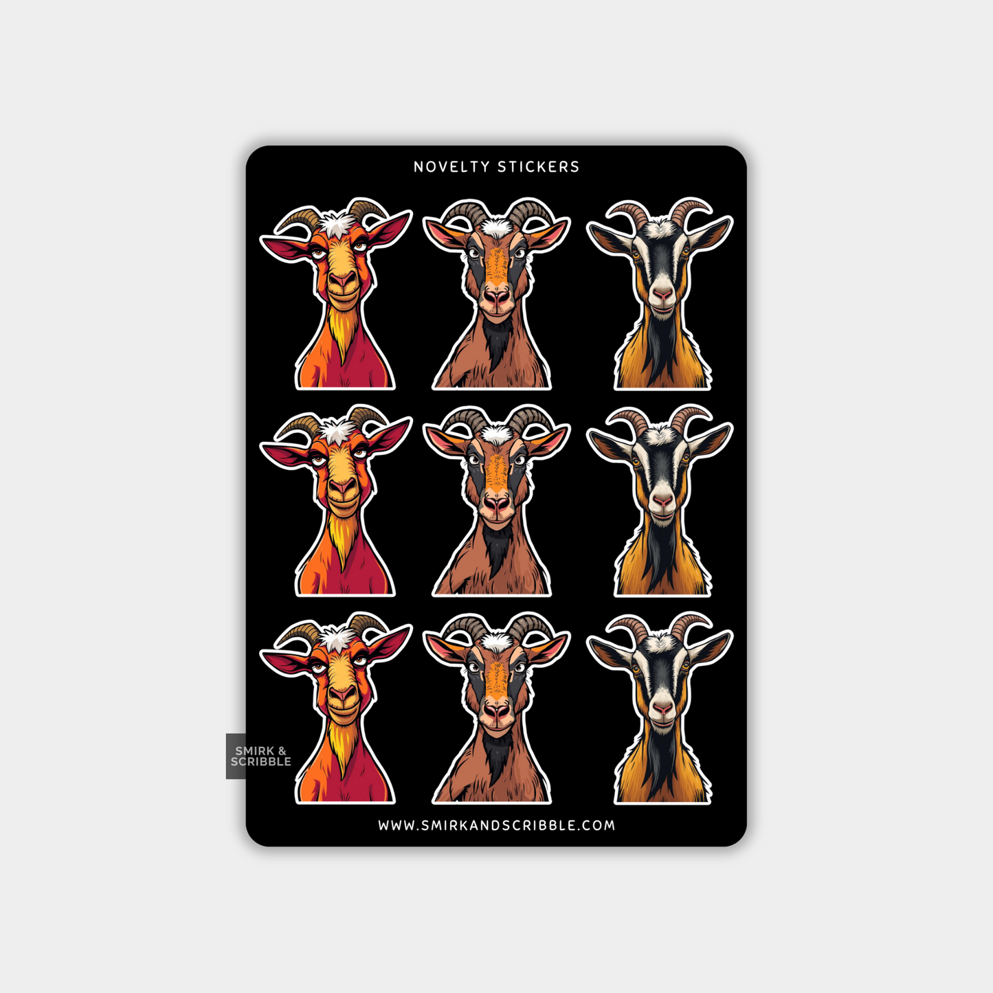 Funny Vinyl Sticker Sheet - Goats