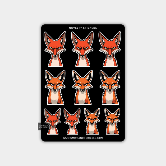 Funny Vinyl Sticker Sheet - Fox Assorted