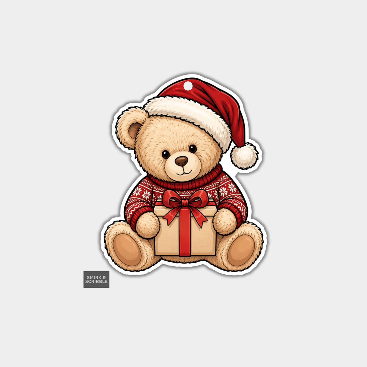 Funny Christmas Gift Tags - Cute Teddy Bear & Gift