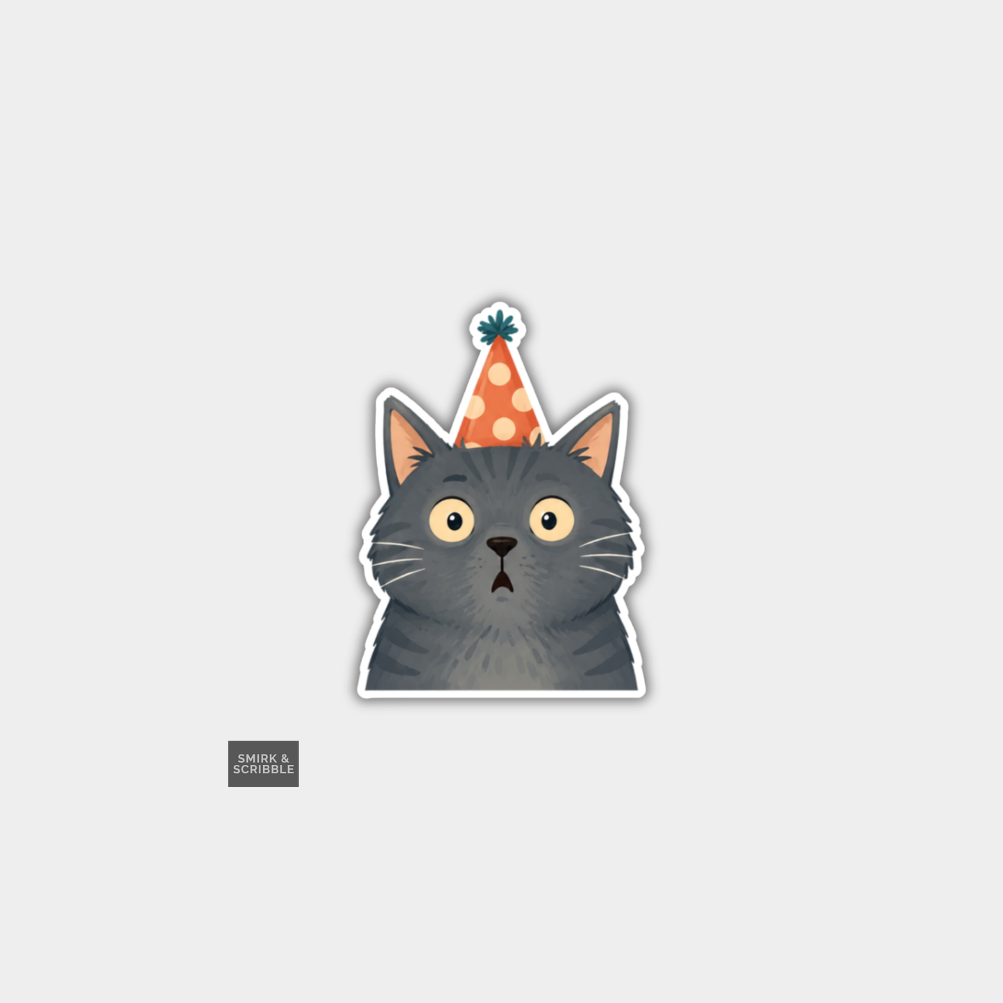 Funny Character Vinyl Sticker - Birthday Cat