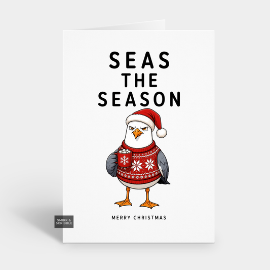 Funny Christmas Card - Seas The Season Seagull