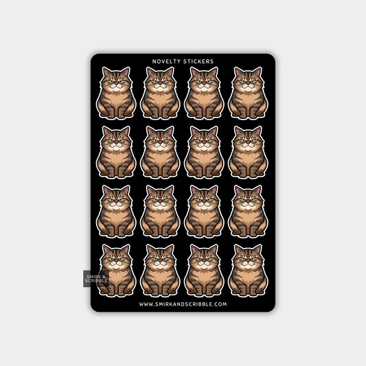 Funny Vinyl Sticker Sheet - Brown Cat