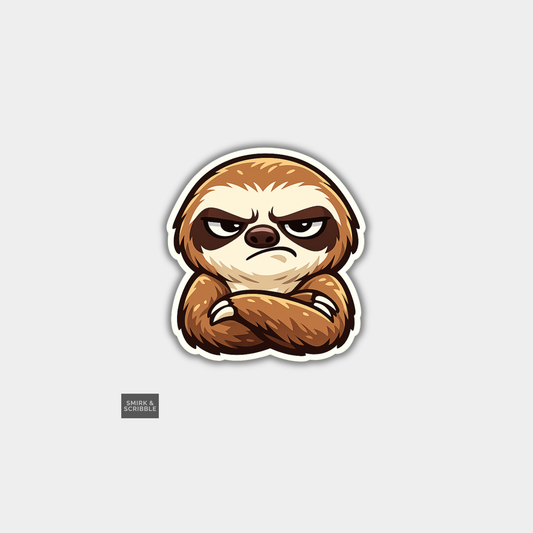 Funny Die Cut Vinyl Sticker - Grumpy Sloth