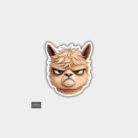 Funny Die Cut Vinyl Sticker - Grumpy Llama