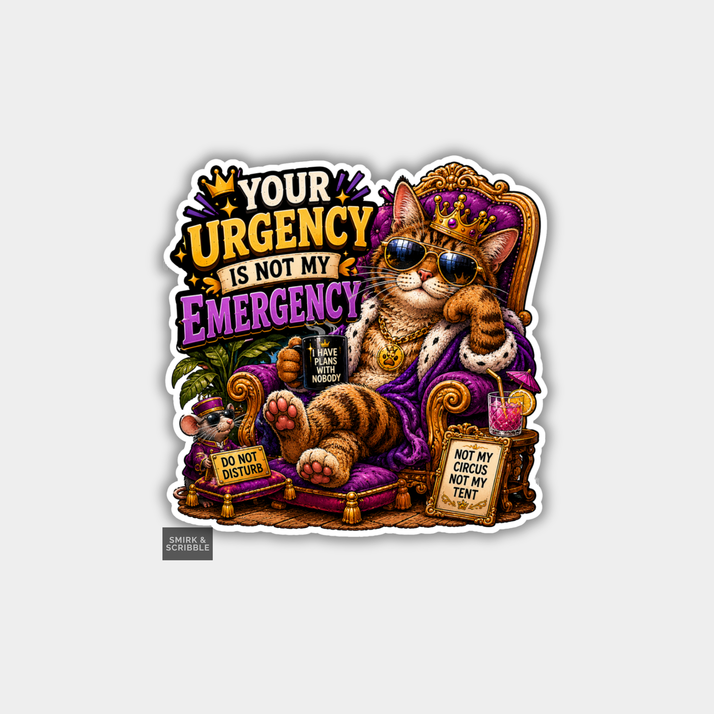 Funny Vinyl Die Cut Sticker - Urgency Cat
