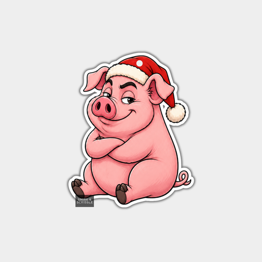 Funny Christmas Gift Tags - Cute Pig In Santa Hat