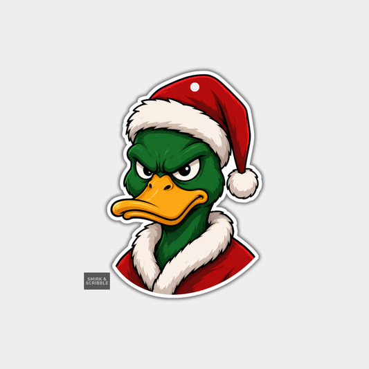 Funny Christmas Gift Tags - Grumpy Green Duck