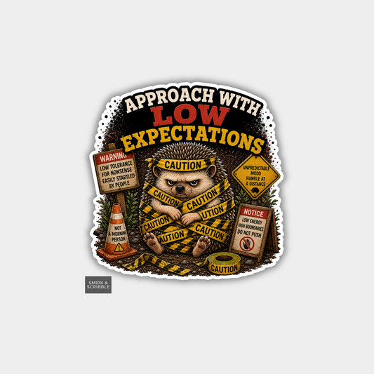Funny Vinyl Die Cut Sticker - Caution Hedgehog